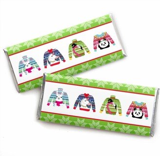 Big Dot Of Happiness Wild & Ugly Sweater Party - Candy Bar Wrapper Christmas Party Favors - Set of 24