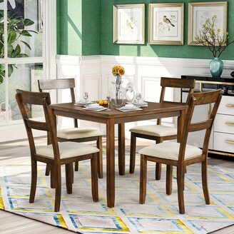 Global Pronex 5 Piece Dining Table Set Industrial Wooden Kitchen Table and 4 Chairs for Dining Room