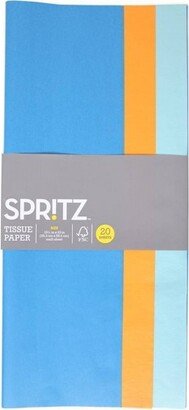 20ct Banded Tissue Paper Orange/Blue/Light Blue - Spritz™