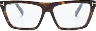 FT5912B tortoiseshell rectangle-frame glasses