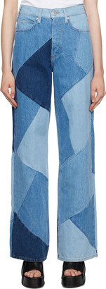 Blue 'Le High 'N Tight' Patchwork Jeans