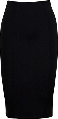 Elasticated Waist Rear Slit Midi Pencil Skirt