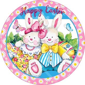 Round Easter Bunny Wreath Sign, Signs For Wreaths, Enhancement