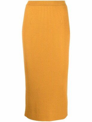 Rib-Knit Bodycon Midi Skirt