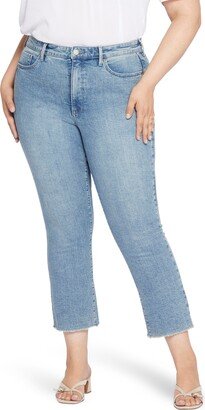 High Waist Fray Hem Crop Slim Bootcut Jeans