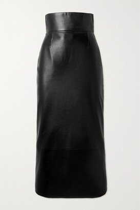 Leather Midi Skirt - Black