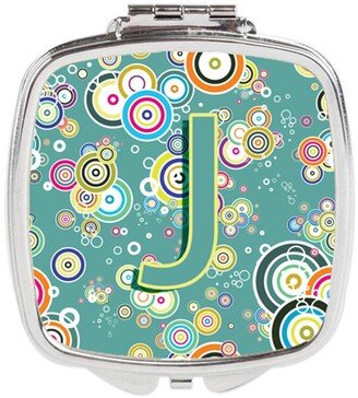 CJ2015-JSCM Letter J Circle Circle Teal Initial Alphabet Compact Mirror