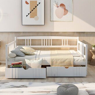 GEROJO Full Size Daybed with Two Drawers, Wooden Bedframe-AA