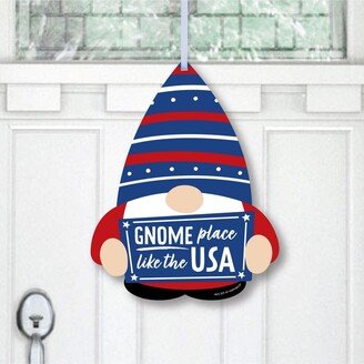 Big Dot Of Happiness Patriotic Gnomes - Hanging Holiday Party Outdoor Front Door Decor - 1 Pc Sign