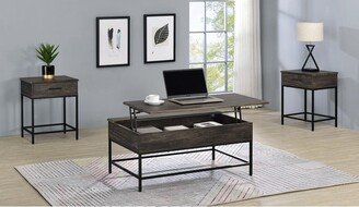 Lilola Home Cliff 3 Piece Brown Lift Top Coffee and End Table Set