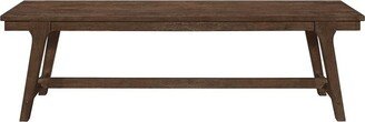 Rectangular Trestle Base Wooden Dining Bench