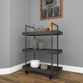 Studio 350 Black Iron Metal Contemporary Industrial Bar Storage Cart with Casters - 26 x 24 x 34