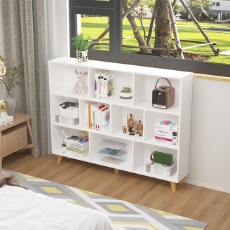 FUFU&GAGA Wooden Open Shelf Bookcase Standing Display Cabinet Rack with Legs