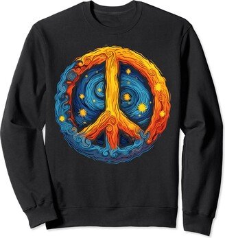 Peace Men Women Art lovers Peace Sign Women Starry Night Van Gogh Art lovers Sweatshirt