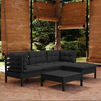 5 Piece Patio Lounge Set with Cushions Pinewood - 25 x 25 x 24.6-AB