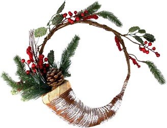 Northlight 14 Lightly Frosted Cornucopia Artificial Christmas Wreath with Berries and Pine Cones - Unlit