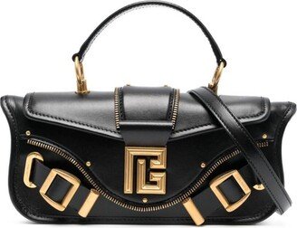 'blaze' Black Clutch Bag With Pb Logo And Buckles In Smooth Leather Woman