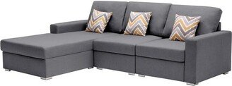 Meg 96 Inch 3 Seater Left Face Sectional Sofa Set, Reversible Chaise, Gray