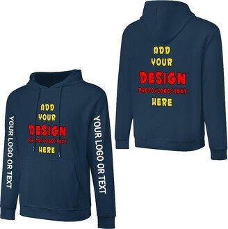 Generic Custom Hoodie Design Your Own Cotton Hoodie Sweatshirts With Text Picture For Unisex - Dark Blue
