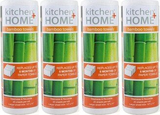 Kitchen + Home Bamboo Paper Towels Heavy Duty Washable Reusable Rayon Towels 4 Pack