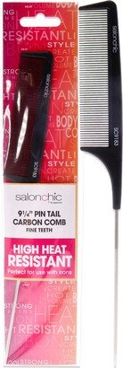 Pin Tail Carbon Comb High Heat Resistant 9.25 - Fine Teeth by SalonChic for Unisex - 1 Pc Comb