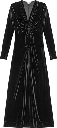 Ruched Velvet Maxi Dress