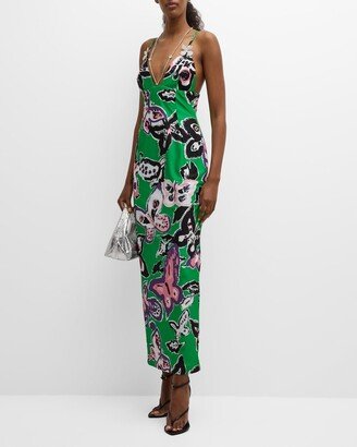 Butterfly-Print Maxi Dress