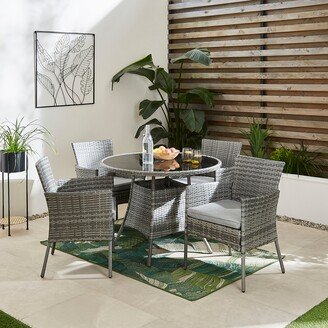 Dunelm St Lucia Rattan Round Dining Set Grey Grey