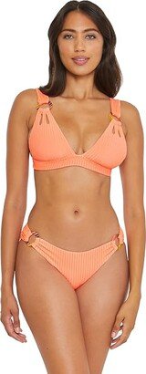 Line in The Sand Skylar Rib Textured Ring Halter Top (Nectar) Women's Swimwear