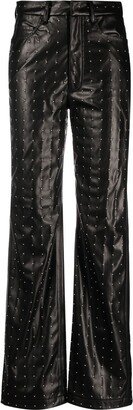 Studded Faux-Leather Trousers