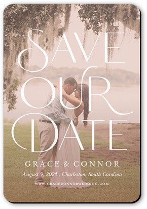 Save The Date Cards: Flowy Serif Save The Date, Pink, Magnet, Matte