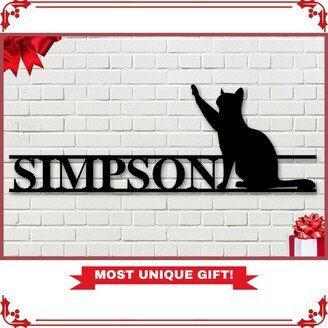 Cat Decor - Kitty Metal Sign Gifts For Person Christmas Gift Art Kitten Wall Hanger Feline