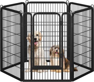 6 Panels Dog Playpen Panels Metal Dog Cat Exercise Barrier, Black