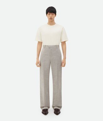 Straight Leg Wool And Cotton Pants