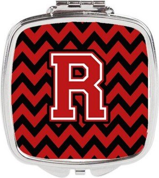 CJ1047-RSCM Letter R Chevron Black & Red Compact Mirror