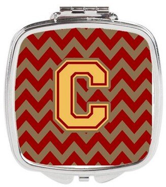 CJ1048-CSCM Letter C Chevron Garnet & Gold Compact Mirror