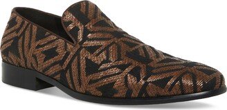Men's Ashby Patterned Embroidery Smoking Slipper - Black/brown