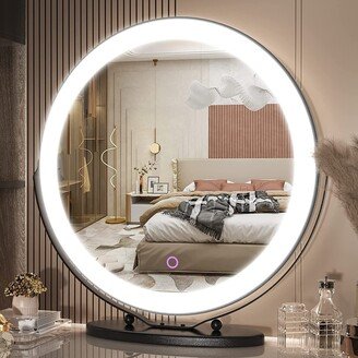 EPOWP 18 Inch Large Vanity Mirror with Lights, Round Light Up Makeup Mirror, LED Mirror Makeup Mirror with Lights