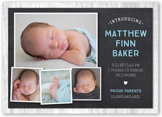 Birth Announcements: Chalkboard Intro Boy Birth Announcement, Grey, Standard Smooth Cardstock, Square