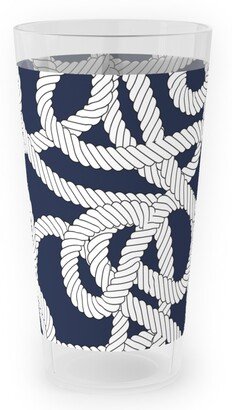 Outdoor Pint Glasses: Nautical Rope Knots In Navy Outdoor Pint Glass, Blue