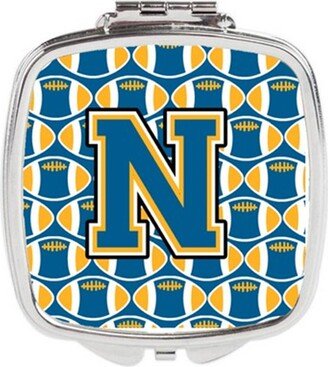 CJ1077-NSCM Letter N Football Blue & Gold Compact Mirror, 3 x 0.3 x 2.75 in.