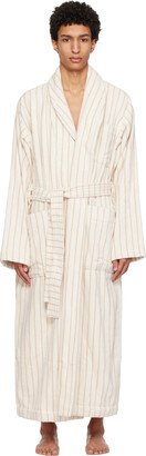 Off-White & Tan Classic Bathrobe