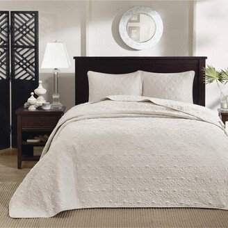 Gracie Mills Quebec 3 Piece Bedspread Set, Cream - Queen