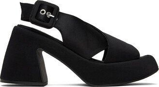 Black Retro Platform Heeled Sandals