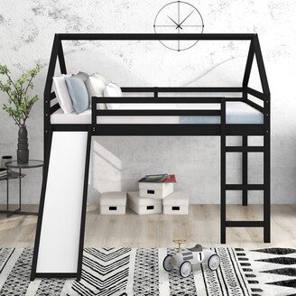 Sunmory Kid-Friendly Design Full Size Loft Bed with Ladder Kids Bed