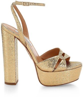 Sinner Plateau Metallic Leather Sandals