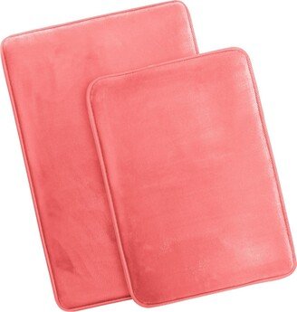 2 Piece Ultra Soft Non-Slip Plush Memory Foam Bath Rug Set - Small & Large