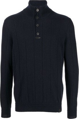 Roll Neck Button-Front Cashmere Jumper