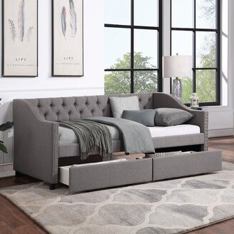 Upholstered Twin Daybed with 2 Drawers