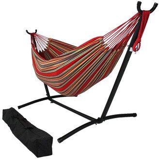 Sunnydaze Brazilian Double 2-Person Hammock With Portable Stand & Case